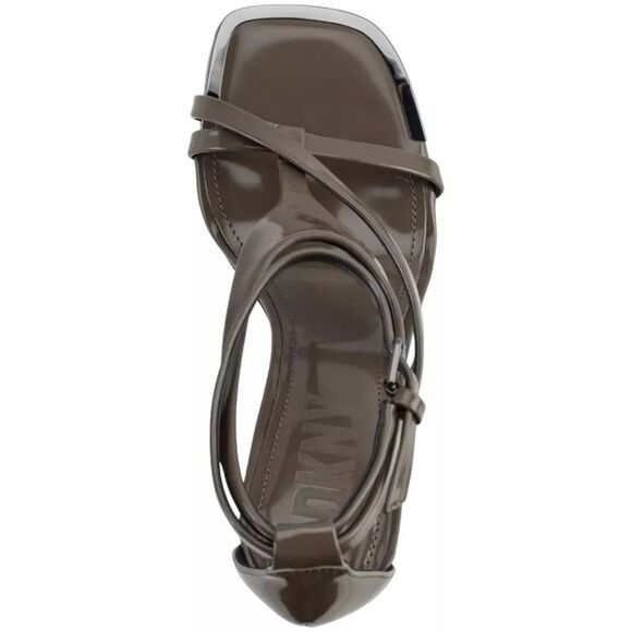 DKNY Womens Brown T-Strap Audrey Square Toe Stiletto Heeled Sandal 9.5 M - Picture 3 of 3